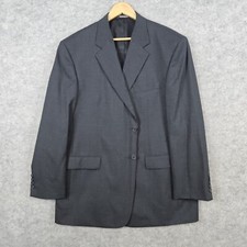 Stafford Men Blazer Charcoal Gray Size 46R 100 Pure New Wool 2-Button Ventless
