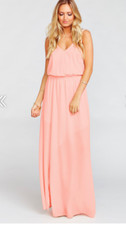 Show Me Your Mumu Kendall Soft V-Back Maxi Gown Dress X-Small XS $162 Pink Crisp