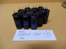 Nippon Chemi-Con Electrolytic Capacitors 1000uf 25V Qty 10 NOS SHRT Radial Leads