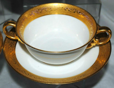 ANTIQUE SPODE COPELANDS CHINA OVINGTON BROTHER ENGLAND CREAM SOUP CUP SAUCER SET