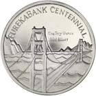 1990 EurekaBank 1 oz .999 Fine Silver Proof Art Round - Light Grease Error!