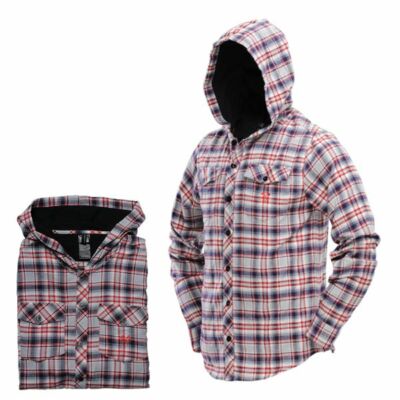 Dye Hooded Flannel Grey/ Red