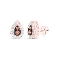 10K Rose Gold Echt Brown Diamant Damen Cluster Tropfen Ohrstecker 1/3 Karat