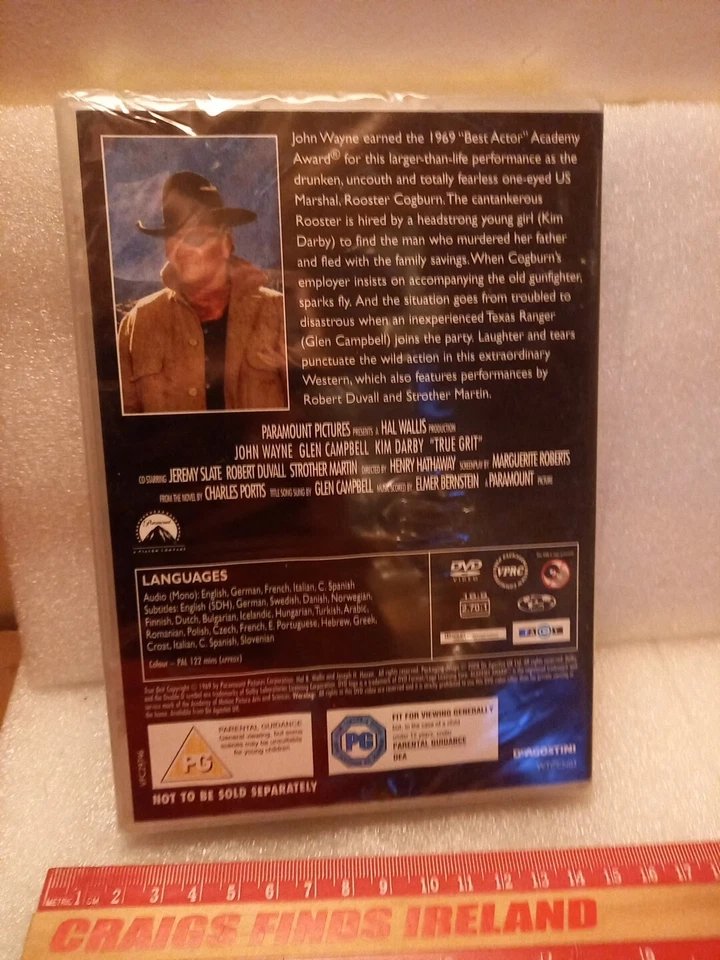 True Grit (1969) R2 DVD John Wayne, Kim Darby, Dennis Hopper, Glen Campbell New - Image 2 of 3