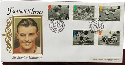 GB QEII 1996 Football Heroes Sir Stanley Matthews Benham FDC Stoke SHS Cat£15