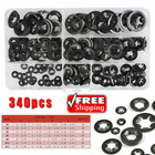 340pc Internal Tooth Star Lock Spring Quick Washer Push On Speed Nut Assortment
