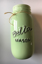 Bella Mason Jar Green Decorative Vase Western Country Farmhouse Farm Ceramic