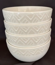 Pfaltzgraff "Vera" 6" Cereal Bowl White Cream & Gray Service for 4