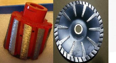 2 Inch Zero Tolerance Diamond Grinding Drum 15 X 5'' Convex Blade stone concrete