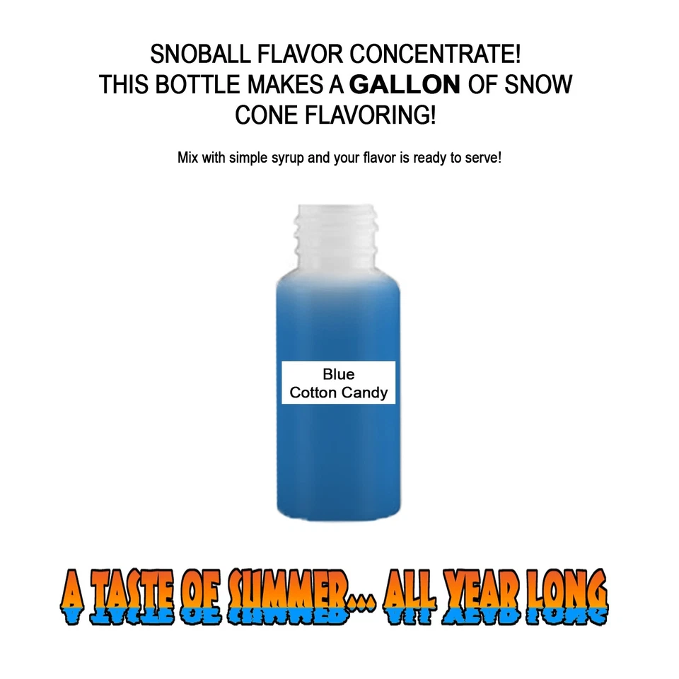 SUMMER SNOW ENTERTAINMENT Blue COTTON CANDY SYRUP MIX SNOW CONE Flavor GALLON CONCENTRATE #1