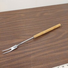 Vtg Foley Meat Serving Fork 17โ Long Chrome Plated Wood Handle Made In USA