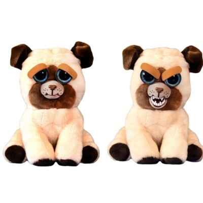 Feisty Pets Manny Macho  Stuffed Dog Plush Animal 8.5  Pug Toy