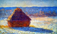 Art Monet Mural Ceramic Haystacks in Snow  Backsplash Bath Tile #1288