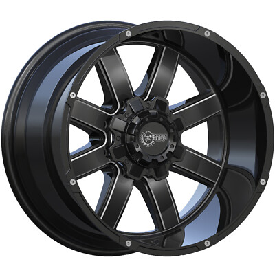 (4) RT888 20'' 8x180 20x10 -18 Offset Black Wheels Rims Set Fits Sierra Silverado