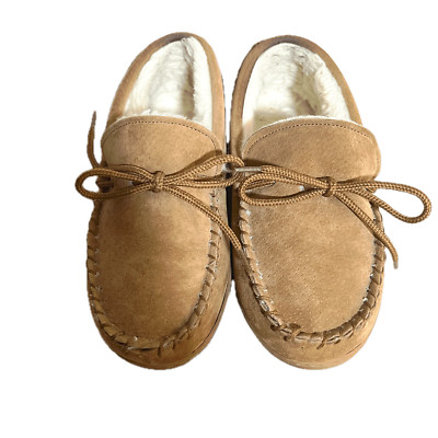 Lamo Women's Size 5 Suede Moccasin Slipper Chestnut Brown House Shoes