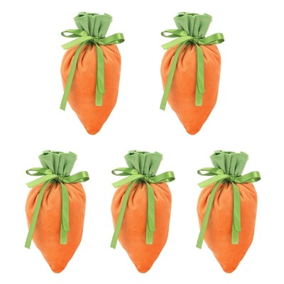 5pcs Easter Carrot Shape Gift Bag Drawstring Treat Bag for Easter Party