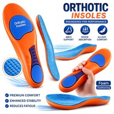 Orthotic Insoles Arch Support Plantar Fasciitis Flat Feet Back & Heel Pain 3-12