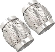 2PCS Exhaust Flex Pipe Stainless Steel Double Braid Long Heavy Duty 3''Inch x 4'