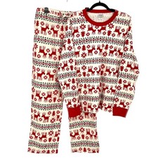 Hanna Andersson Dear Deer Reindeer Organic Cotton Pajamas Red White Size Medium