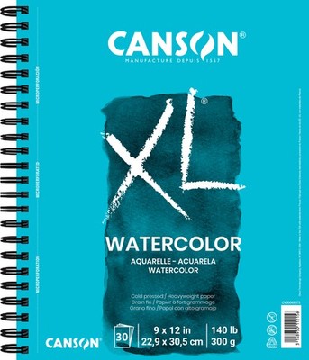 Canson XL Series Watercolor 9''x12'' Textured, Cold Press, Wire Bound, 30 Sheets