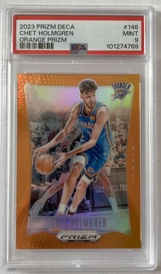 Chet Holmgren Orange Prizm /49 PSA 9 2023 Panini Prizm Deca #148 Thunder