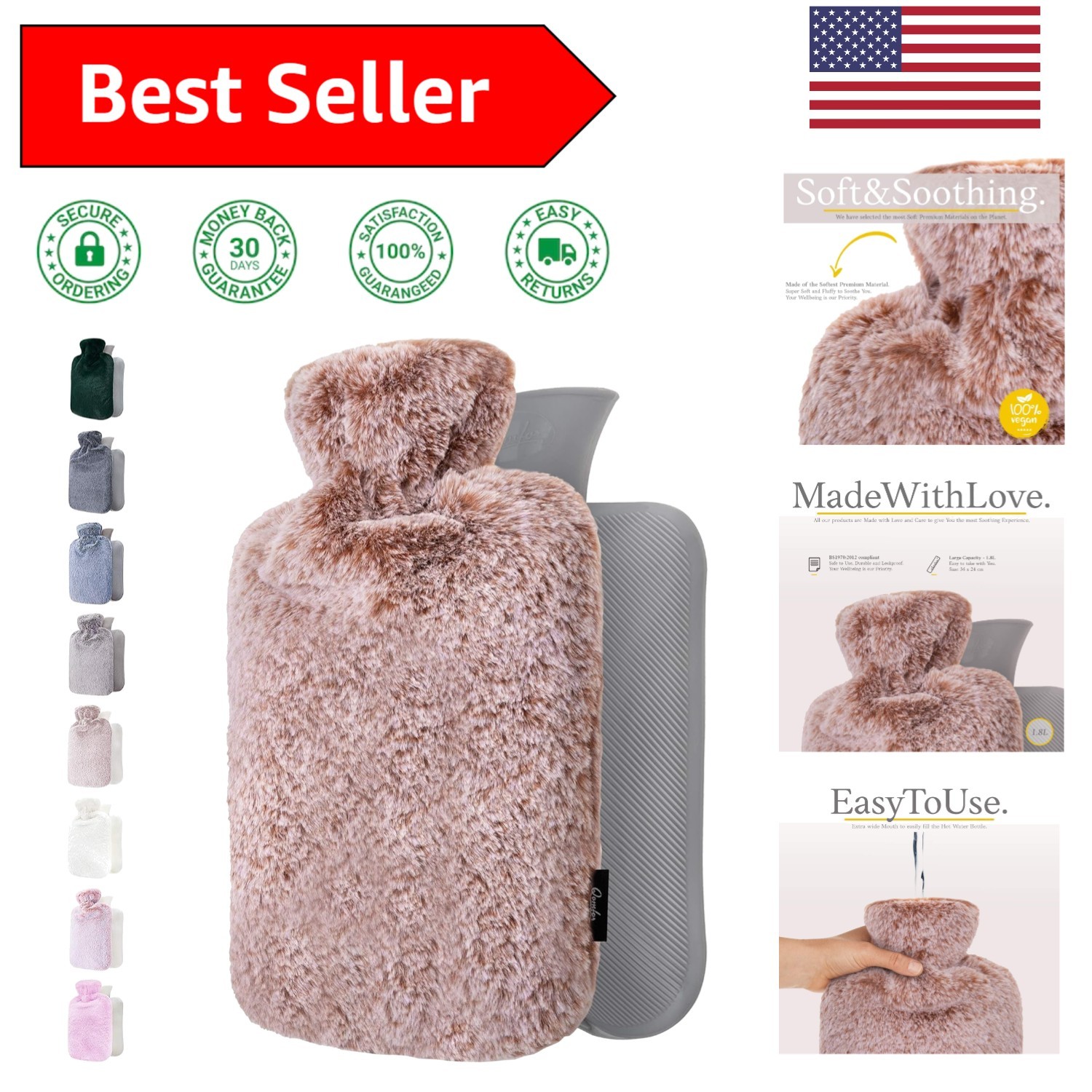 - Soft Fleece 2l Hot Water Bottle For Comfort
