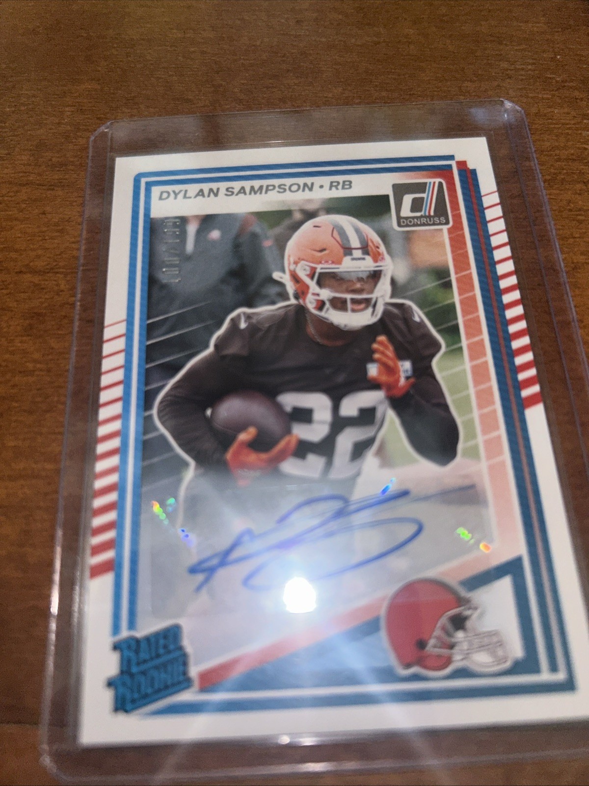 2025 Panini Donruss Dylan Sampson Rated Rookie Auto /199 #389 Browns