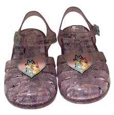 Little Girls Size 9 Jelly Sandals, Bluey Bingo, Purple Sparkle EUC