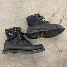 Xelement 1506 Impact Black Motorcycle Biker Strap Boots Mens 13 Leather Zip