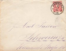 160664) DR Nr. 41b (gepr&uuml;ft) a. Blg m. K1 Hamburg 1886 n. Schwerin (rs K1-Teil)
