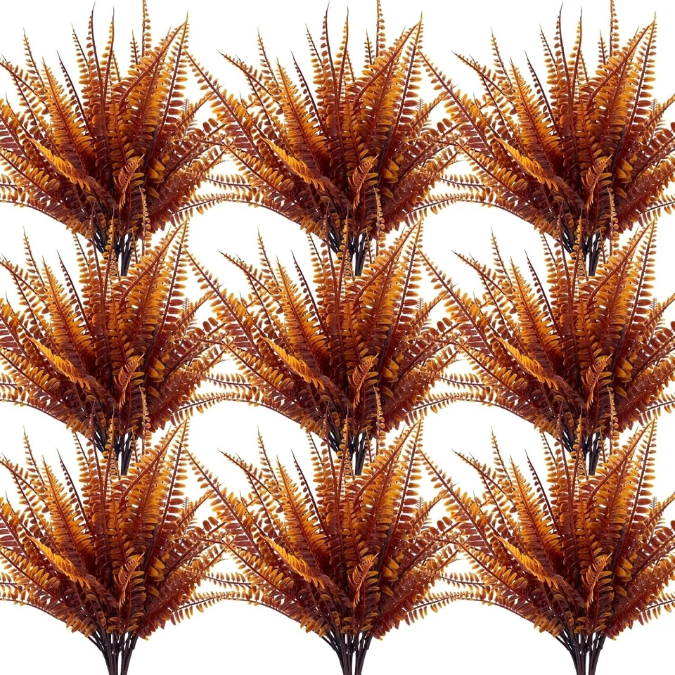 Paquete de 12 paquetes de flores artificiales de otoño para exteriores otoño naranja marrón Foto 2 de 4