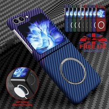 For Samsung Galaxy Z Flip6 5 Flip4 3 Carbon Fiber Mag Safe Slim Phone Case Cover