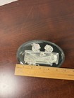 Crystal Or Glass Signed Figurine Soda Bar W/ Two Children Sitting Sharing Soda — photo 10
