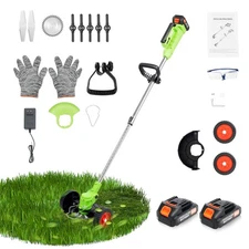 Electric Cordless Grass String Trimmer Lawn Edger WeedWacker Cutter & 2 Battery