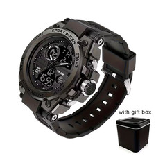Men Watch Outdoor LED Stopwatch Digital Electronic Large Dual Display Waterproof