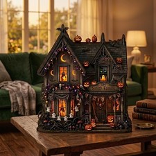 Custom Family Name Halloween Haunted House, Spooky Gothic Home Decor