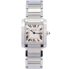 Cartier Tank Stainless Steel 25mm White/Ivory Dial Watch Ref# W51011Q3