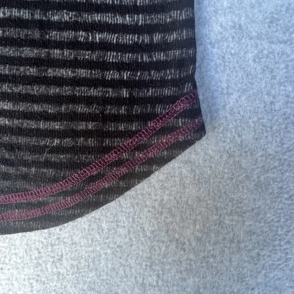 Miss Me Shirt Womens Medium Black Gray Striped Embellished Long Sleeve - Image 4 of 4