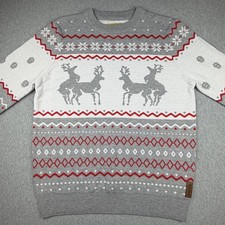 Tipsy Elves Sweater Mens Large Gray Reindeer Naughty Ugly Christmas Holiday