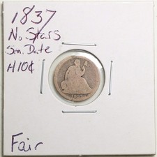 1837 No Stars Small Date H10C Seated Liberty Half Dime in Fair Condition #6066