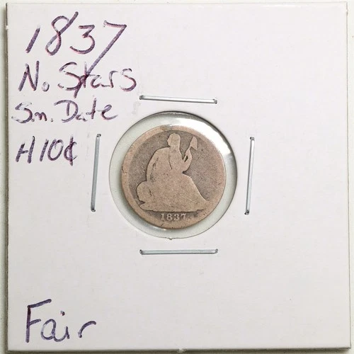 1837 No Stars Small Date H10C Seated Liberty Half Dime in Fair Condition #6066