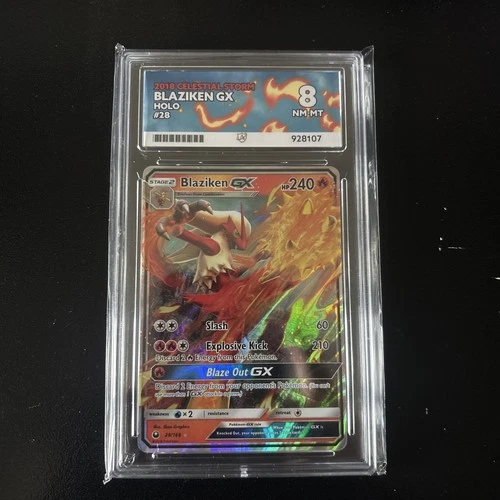 2018 Pokemon Sun & Moon Celestial Storm Blaziken GX #28 ACE 8 NM-MT