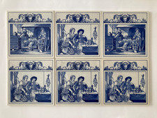 HAND PAINTED DELFT Blue Holland Schoonhoven Tiles - 6" x 6" Set of 6