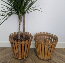 Vintage Bamboo Cane Plant Pot Planter X Large Mid Century 60s 70s sold separate