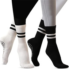 Pilates Grip Socks for Women Grippy Yoga Non Slip Long Barre Socks