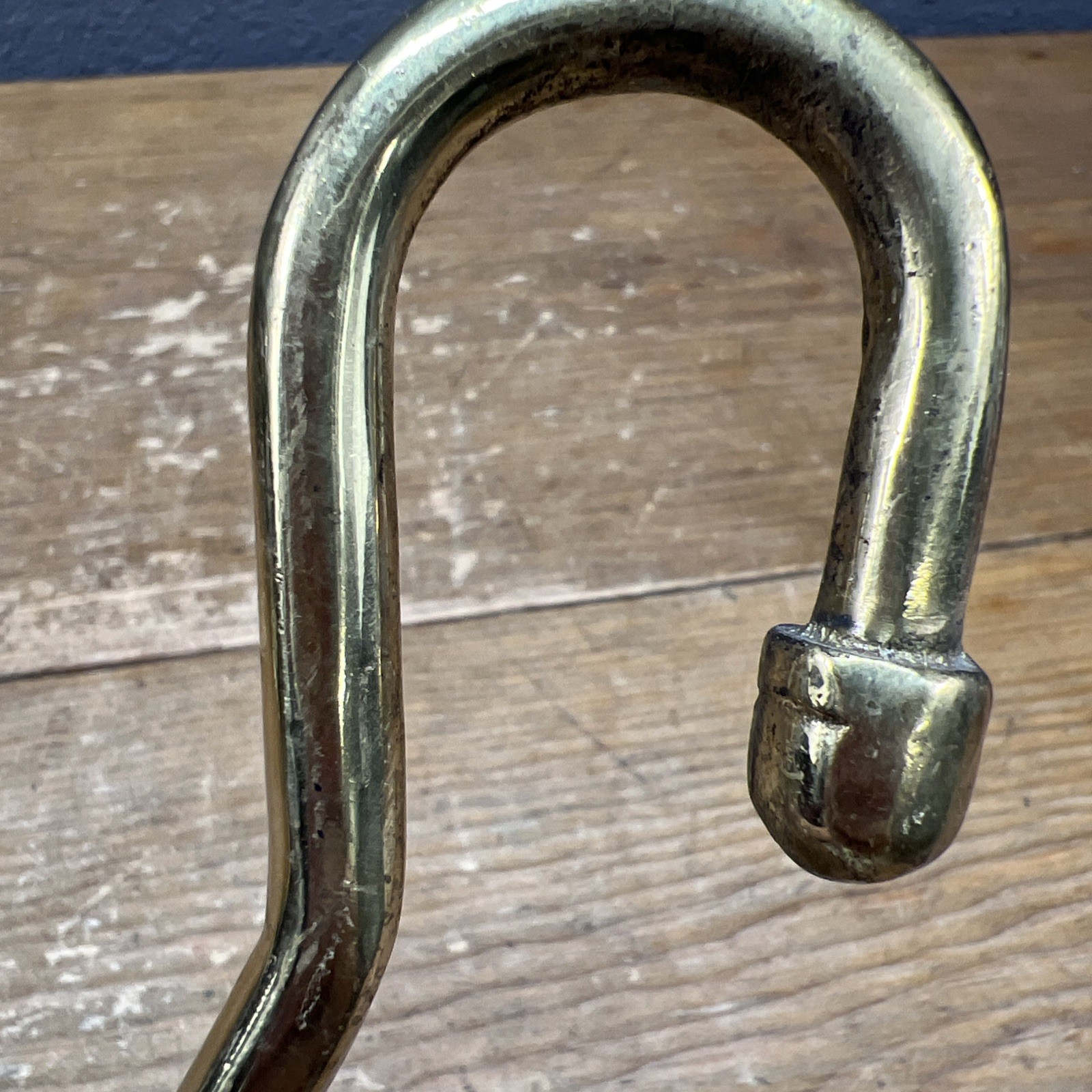 Vintage Solid Brass Vintage Fireplace Damper Flue Pull Open/Closed Hook