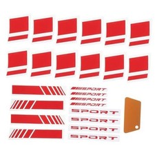 24Pcs Car Decor Stickers,4Pcs Rear View Mirror Stickers,8Pcs Sport Emblem Red