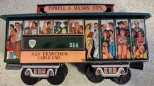 Vintage F.E. WALTS Tin Friction San Francisco Cable Car Toy Made in Japan 1960