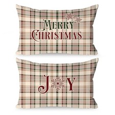 12x18 Christmas Throw Pillow Covers Set of 2, 18" x 12" Pack of 2 White