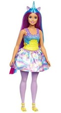 Barbie Dreamtopia Unicorn Fashion Doll with Blue Purple Hair Wearing
